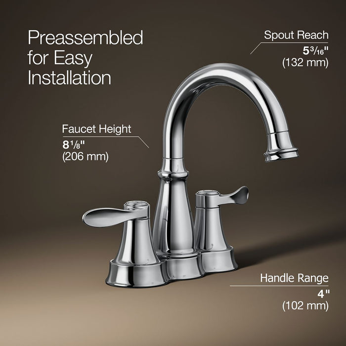 KOHLER K-27378-4 Bellera Centerset bathroom sink faucet, 1.2 gpm, polished chrome - view 3