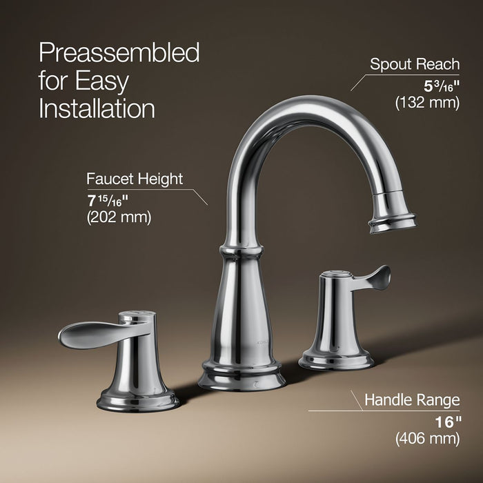 KOHLER K-27380-4 Bellera Widespread bathroom sink faucet, 1.2 gpm, polished chrome - view 3