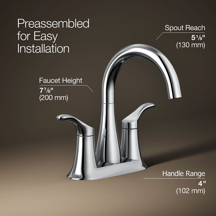 KOHLER K-27388-4 Simplice Centerset bathroom sink faucet, 1.2 gpm