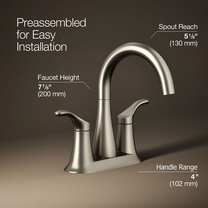 KOHLER K-27388-4 Simplice Centerset bathroom sink faucet, 1.2 gpm