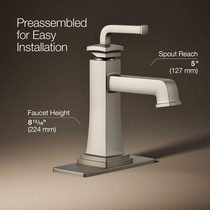 KOHLER K-27400-4 Riff Single-handle bathroom sink faucet, 1.2 gpm, vibrant brushed nickel - view 3
