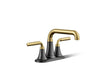 KOHLER K-27414-4 Tone Centerset bathroom sink faucet, 1.2 gpm, matte black with brushed moderne brass