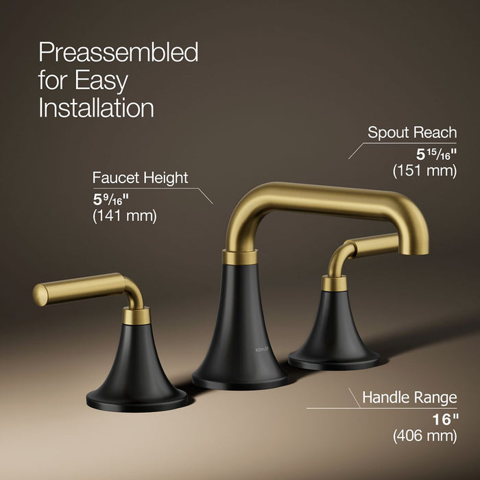 KOHLER K-27416-4 Tone Widespread bathroom sink faucet, 1.2 gpm