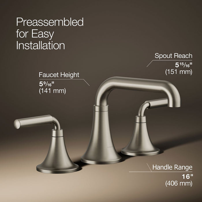 KOHLER K-27416-4N Tone Widespread bathroom sink faucet, 0.5 gpm