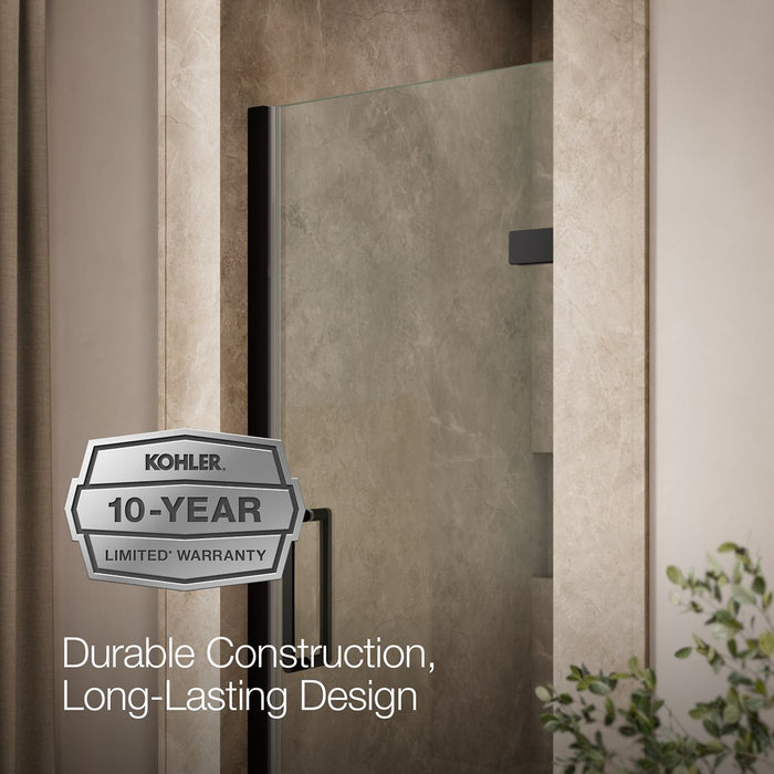 KOHLER K-27576-10L Composed Frameless pivot shower door, 71-5/8" H x 27-5/8 - 28-3/8" W, with 3/8" thick Crystal Clear glass