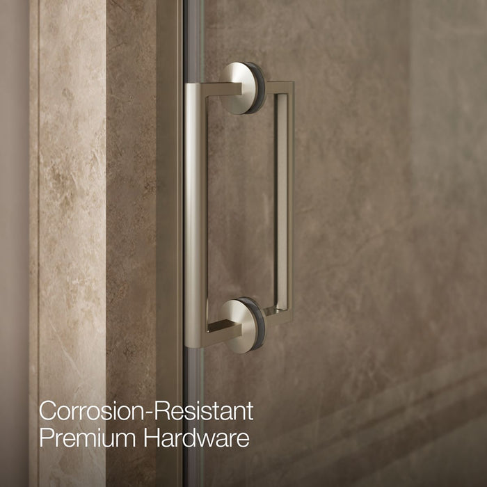 KOHLER K-27577-10L Components Frameless pivot shower door, 71-5/8" H x 27-5/8 - 28-3/8" W, with 3/8" thick Crystal Clear glass