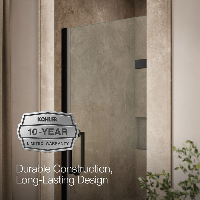 KOHLER K-27583-10L Components Frameless pivot shower door, 71-5/8" H x 29-5/8 - 30-3/8" W, with 3/8" thick Crystal Clear glass
