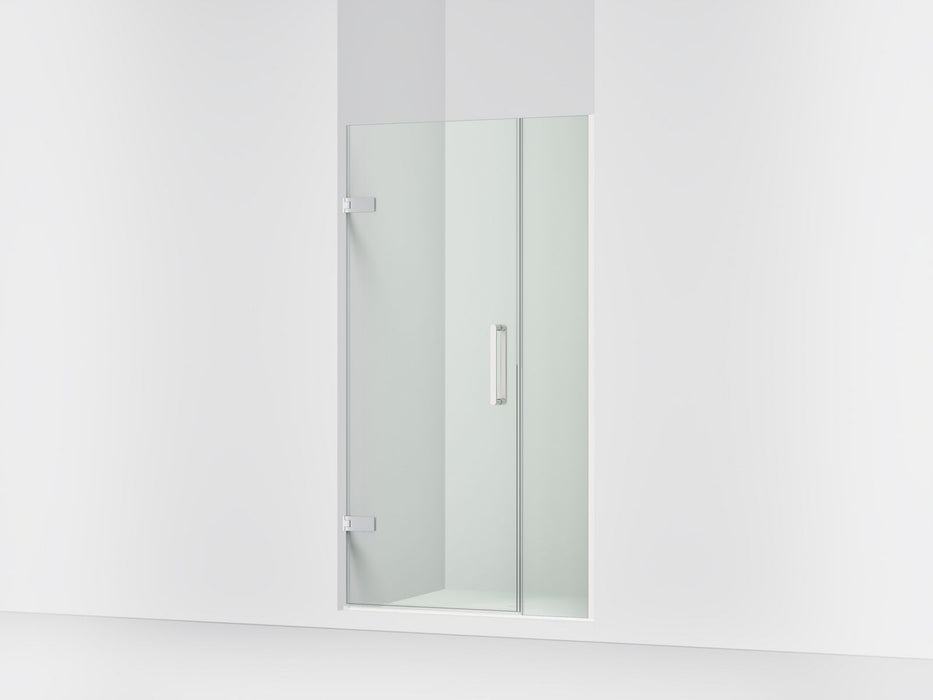 KOHLER K-27600-10L Composed Frameless pivot shower door, 71-9/16" H x 39-5/8 - 40-3/8" W, with 3/8" thick Crystal Clear glass