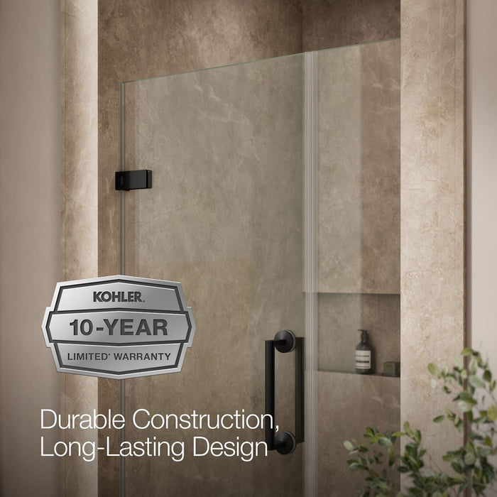 KOHLER K-27601-10L Components Frameless pivot shower door, 71-9/16" H x 39-5/8 - 40-3/8" W, with 3/8" thick Crystal Clear glass