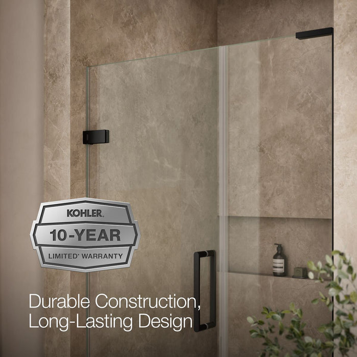 KOHLER K-27606-10L Composed Frameless pivot shower door, 71-3/4" H x 46 - 46-3/4" W, with 3/8" thick Crystal Clear glass