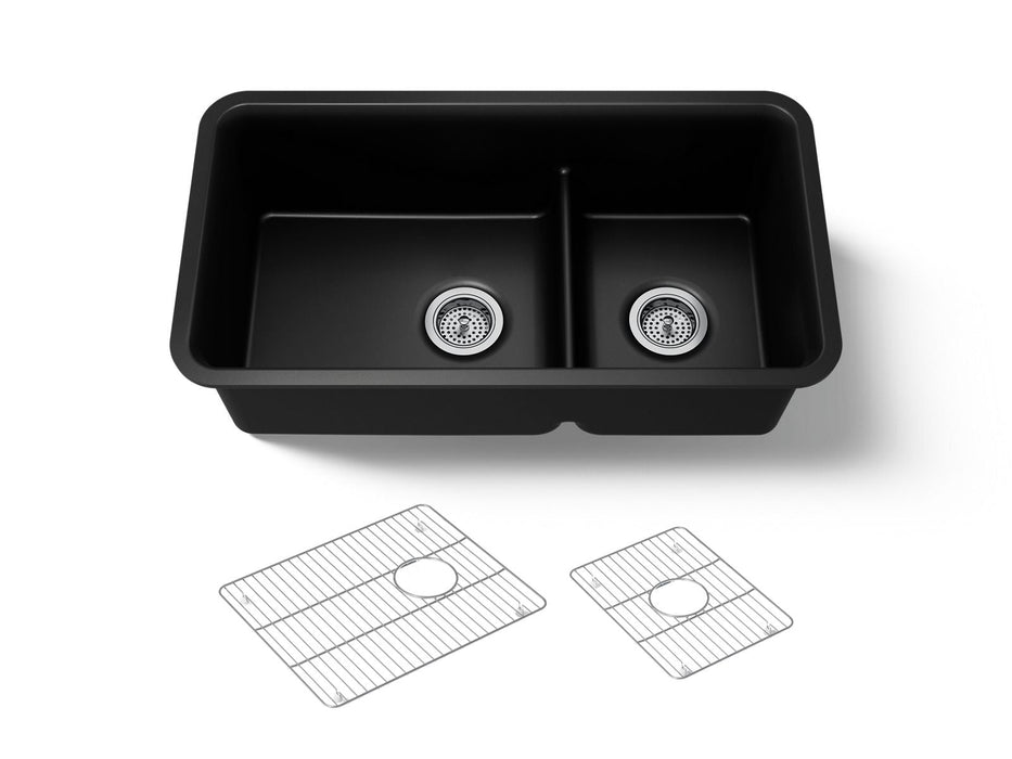 KOHLER K-27786 Cairn Smart Divide 33-1/2" undermount double-bowl kitchen sink