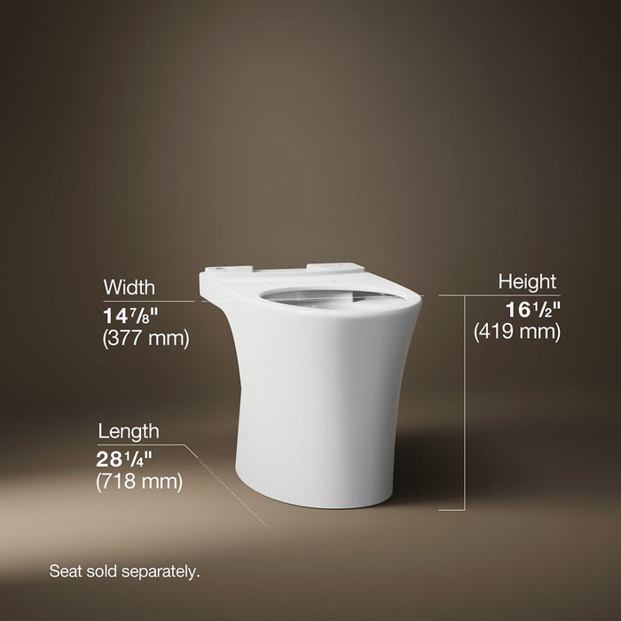 KOHLER K-28121 Veil Elongated toilet bowl with skirted trapway, white - view 3