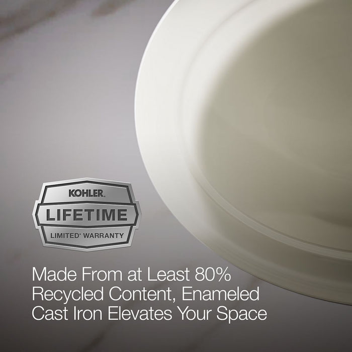 KOHLER K-2824 Serif 20-3/4" oval undermount bathroom sink, no overflow