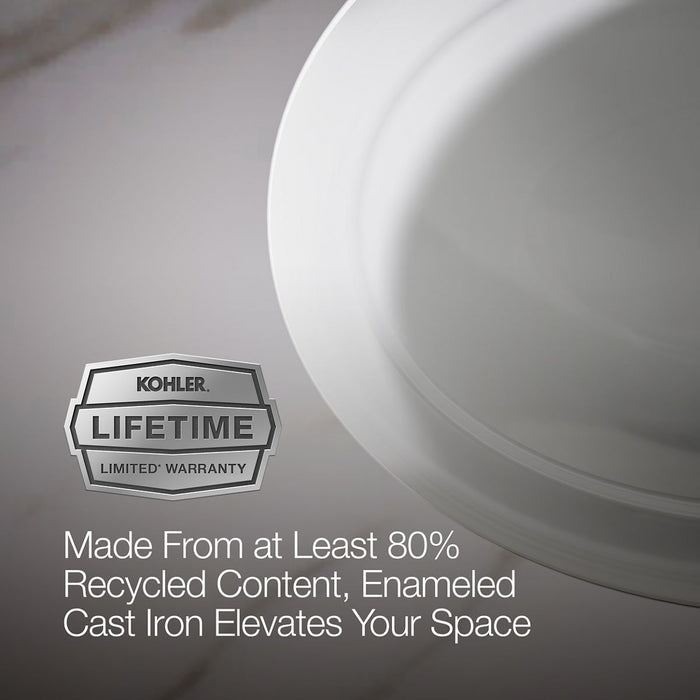 KOHLER K-2824 Serif 20-3/4" oval undermount bathroom sink, no overflow