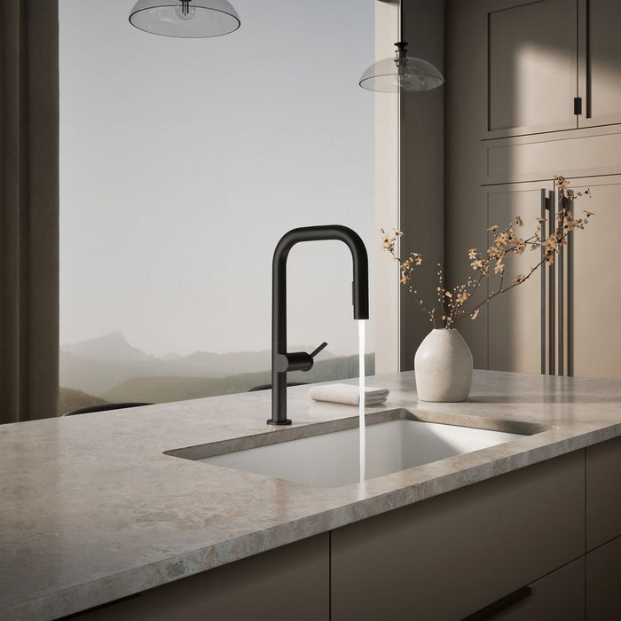 KOHLER K-28269 Components Pull-down kitchen sink faucet with two-function sprayhead, matte black - view 3