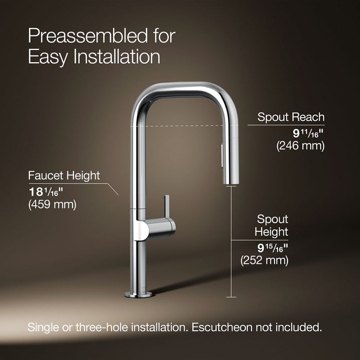 KOHLER K-28269 Components Pull-down kitchen sink faucet with two-function sprayhead