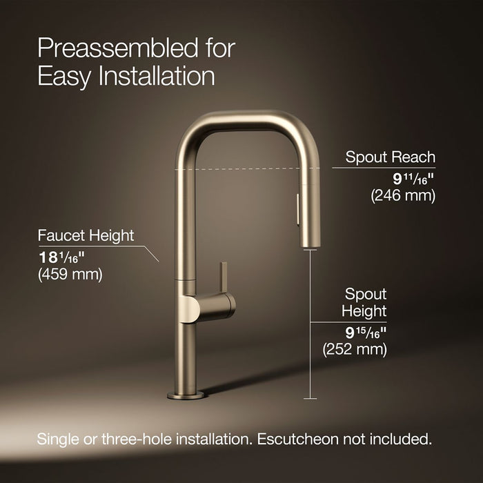 KOHLER K-28269 Components Pull-down kitchen sink faucet with two-function sprayhead, vibrant brushed bronze - view 5