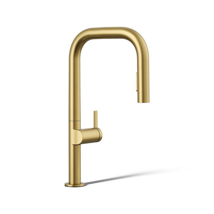 KOHLER K-28269 Components Pull-down kitchen sink faucet with two-function sprayhead, vibrant brushed moderne brass - view 3
