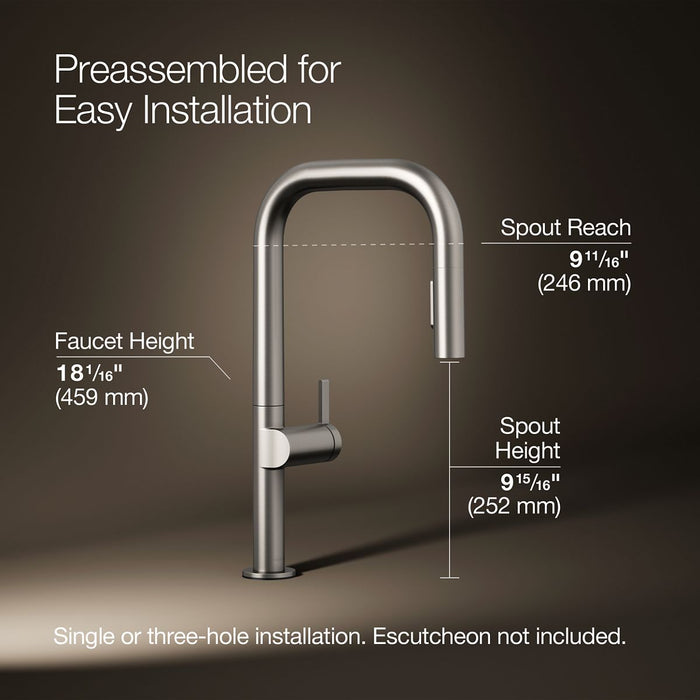 KOHLER K-28269 Components Pull-down kitchen sink faucet with two-function sprayhead