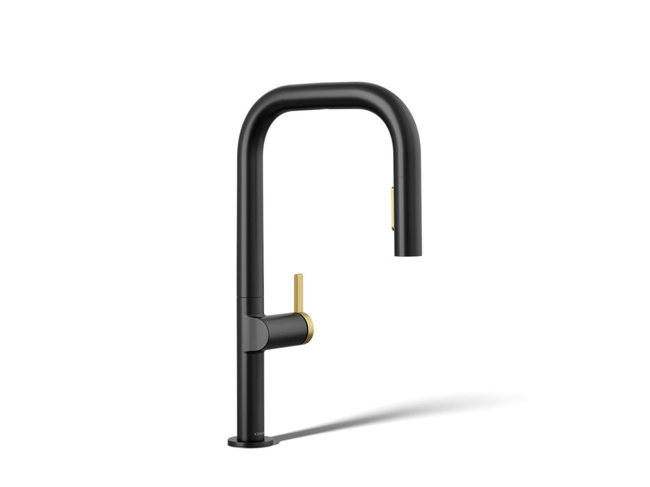 KOHLER K-28271-RT2 Components Touchless pull-down kitchen sink faucet with two-function sprayhead, matte black with...
