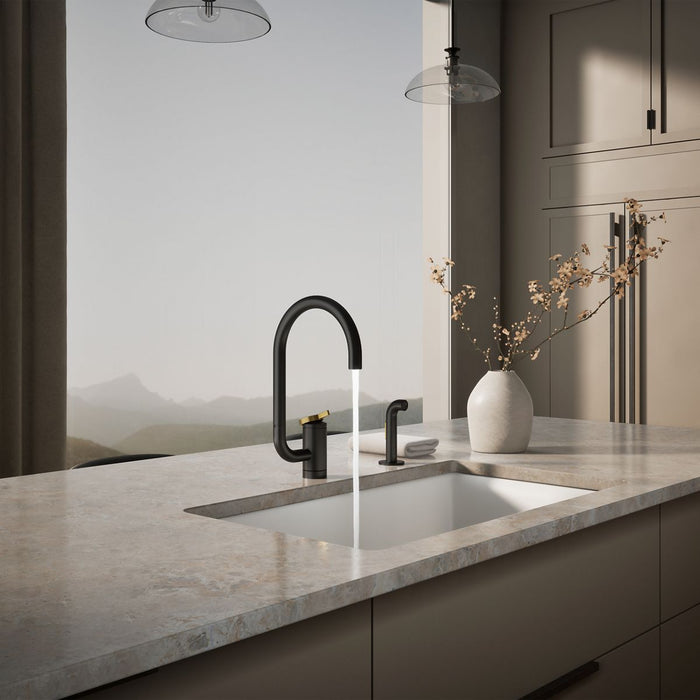 KOHLER K-28272 Components Single-handle kitchen sink faucet with two-function extended-reach spout and side sprayer