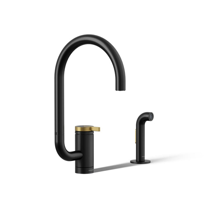 KOHLER K-28272 Components Single-handle kitchen sink faucet with two-function extended-reach spout and side sprayer