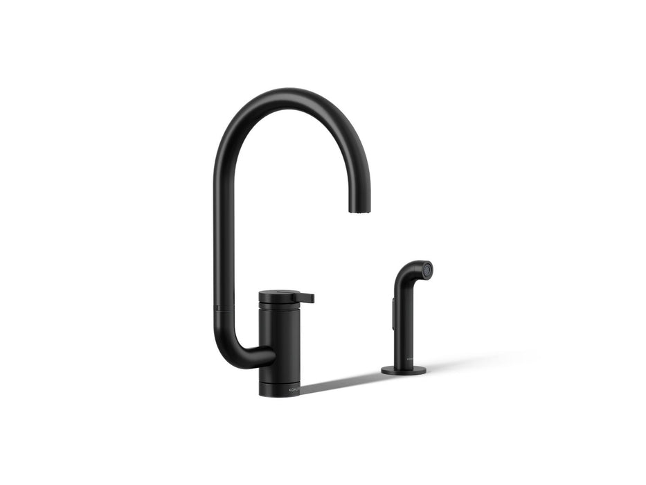 KOHLER K-28272 Components Single-handle kitchen sink faucet with two-function extended-reach spout and side sprayer