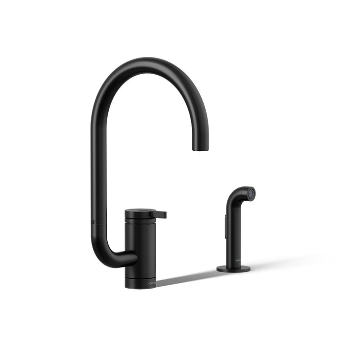 KOHLER K-28272 Components Single-handle kitchen sink faucet with two-function extended-reach spout and side sprayer