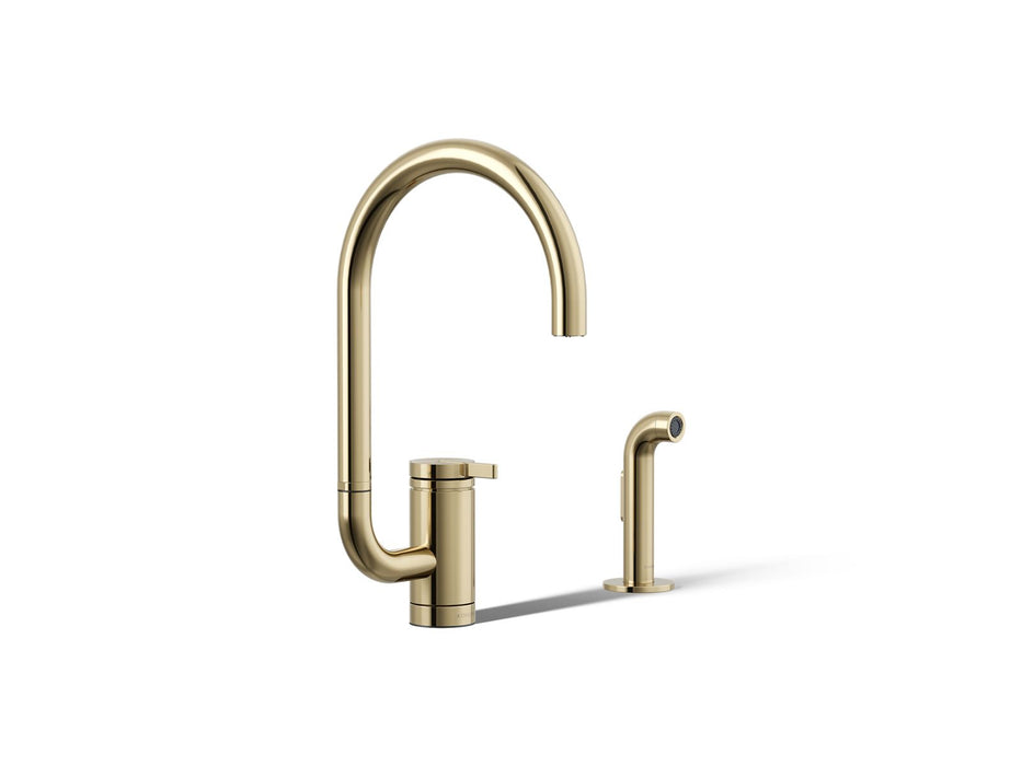 KOHLER K-28272 Components Single-handle kitchen sink faucet with two-function extended-reach spout and side sprayer