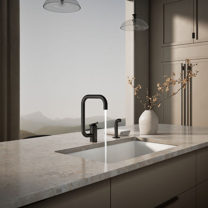 KOHLER K-28274 Components Single-handle kitchen sink faucet with two-function extended-reach spout and side sprayer