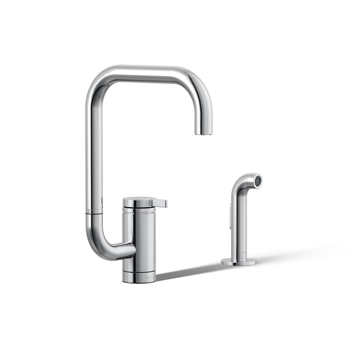 KOHLER K-28274 Components Single-handle kitchen sink faucet with two-function extended-reach spout and side sprayer