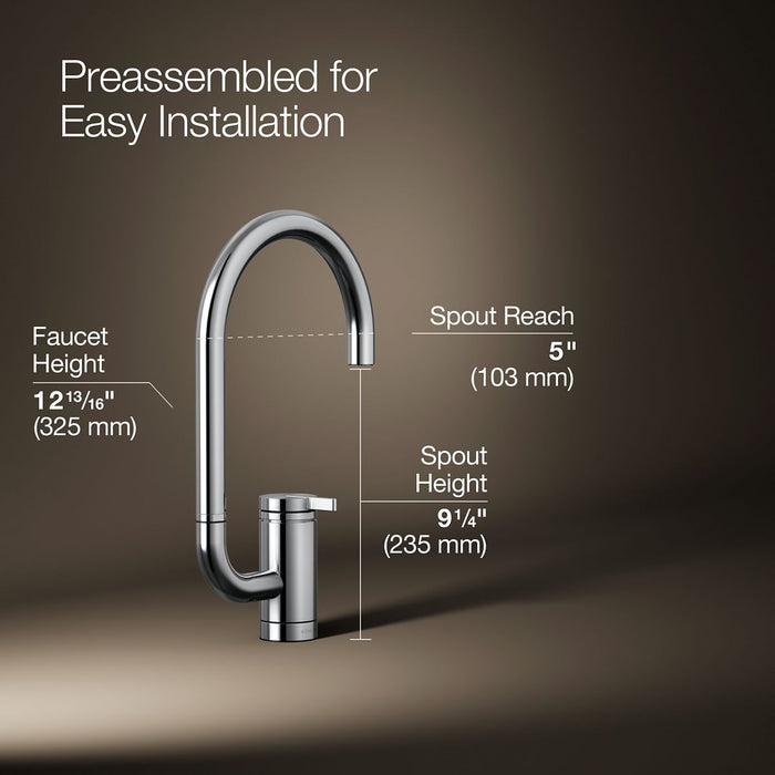 KOHLER K-28277 Components Single-handle bar sink faucet with two-function extended-reach spout