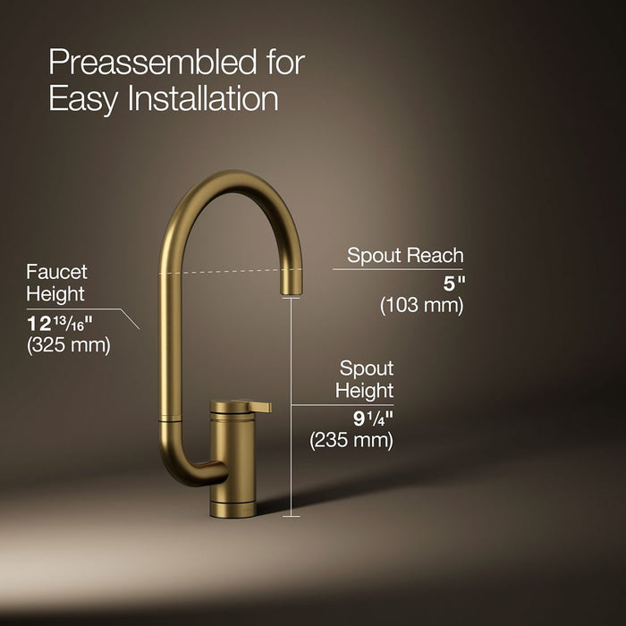 KOHLER K-28277 Components Single-handle bar sink faucet with two-function extended-reach spout