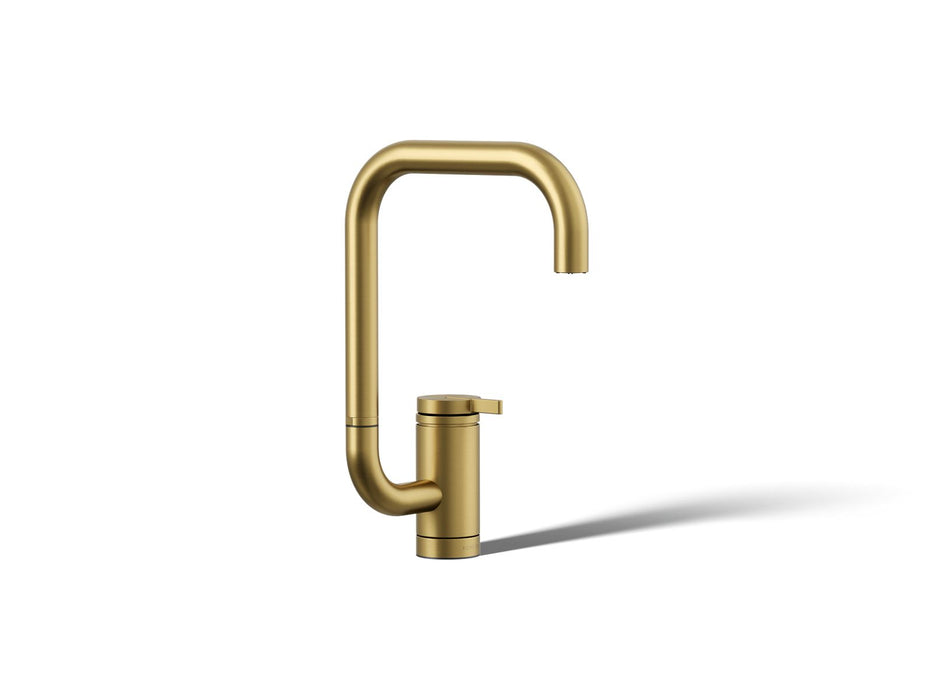 KOHLER K-28290 Components Single-handle bar sink faucet with two-function extended-reach spout, vibrant brushed moderne brass