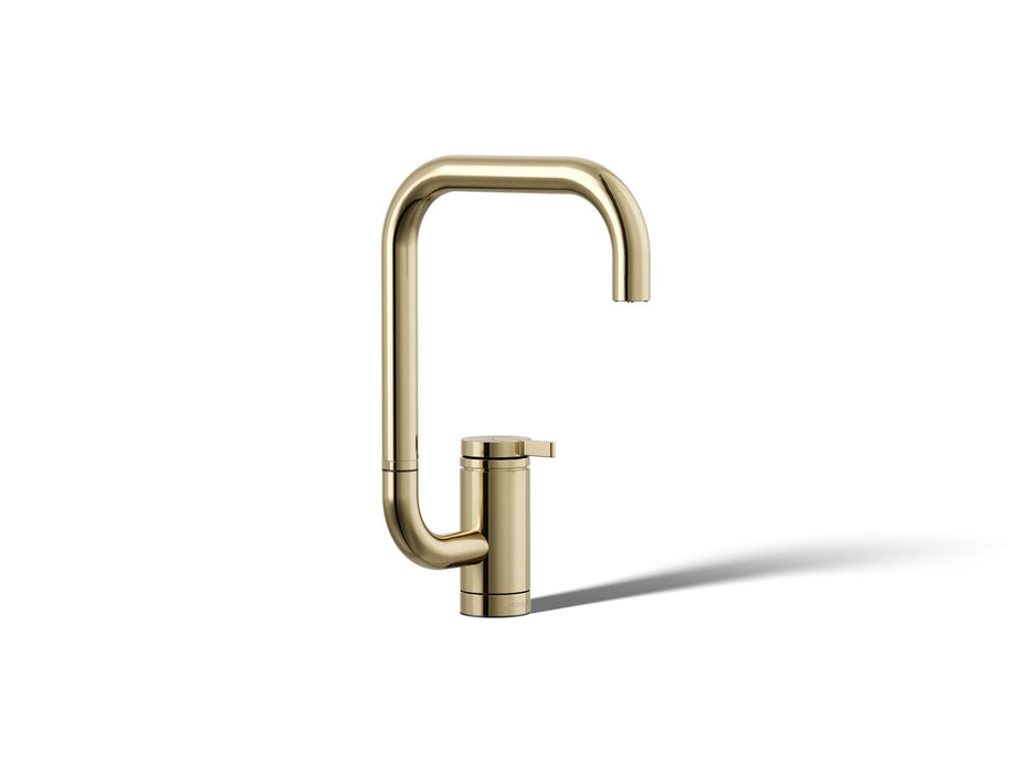 KOHLER K-28290 Components Single-handle bar sink faucet with two-function extended-reach spout, vibrant french gold