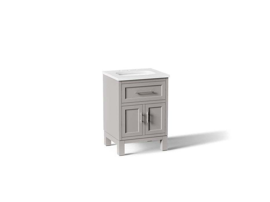 KOHLER K-28379-ASB Quo 24" Bathroom Vanity Cabinet with Sink and Quartz Top, Mohair Grey - 3/4 view of product