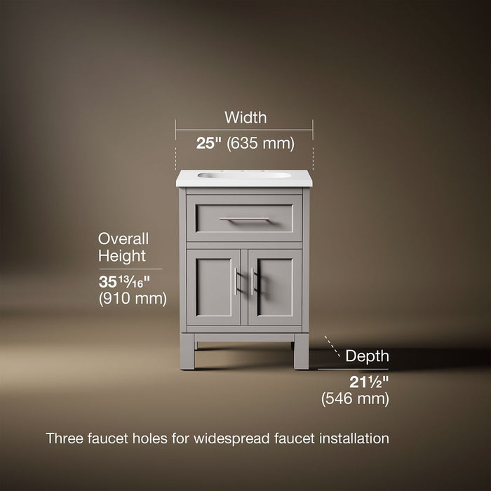 3/4 view of product with dimensions