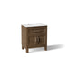 KOHLER K-28380-ASB Quo 30" Bathroom Vanity Cabinet with Sink and Quartz Top, Draper Oak - 3/4 view of product