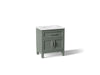 KOHLER K-28380-ASB Quo 30" Bathroom Vanity Cabinet with Sink and Quartz Top, Umbral Green - 3/4 view of product