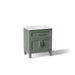 KOHLER K-28380-ASB Quo 30" Bathroom Vanity Cabinet with Sink and Quartz Top, Umbral Green - 3/4 view of product
