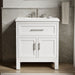 KOHLER K-28380-ASB Quo 30" Bathroom Vanity Cabinet with Sink and Quartz Top, White - Shows close up detail of product in room