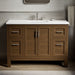 KOHLER K-28383-ASB Quo 48" Bathroom Vanity Cabinet with Sink and Quartz Top, Draper Oak - Shows close up detail of product in