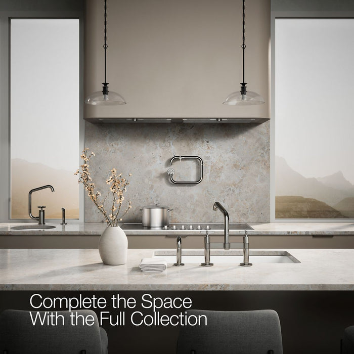 KOHLER K-28665-3 Billet Two-hole bridge kitchen sink faucet with side sprayer