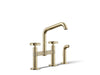 KOHLER K-28665-9 Billet Two-hole bridge kitchen sink faucet with side sprayer, vibrant french gold