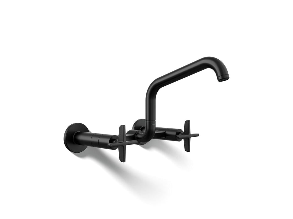 KOHLER K-28666-3 Billet Two-hole wall-mount bridge kitchen sink faucet