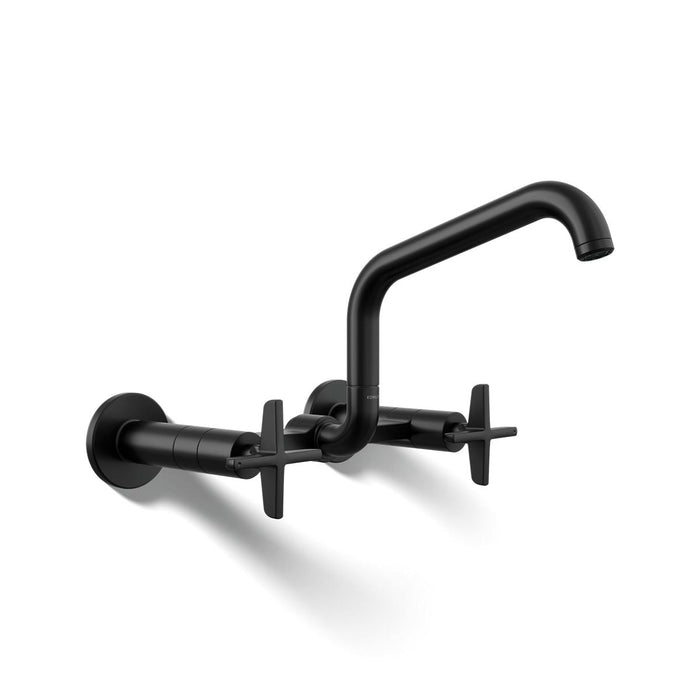 KOHLER K-28666-3 Billet Two-hole wall-mount bridge kitchen sink faucet