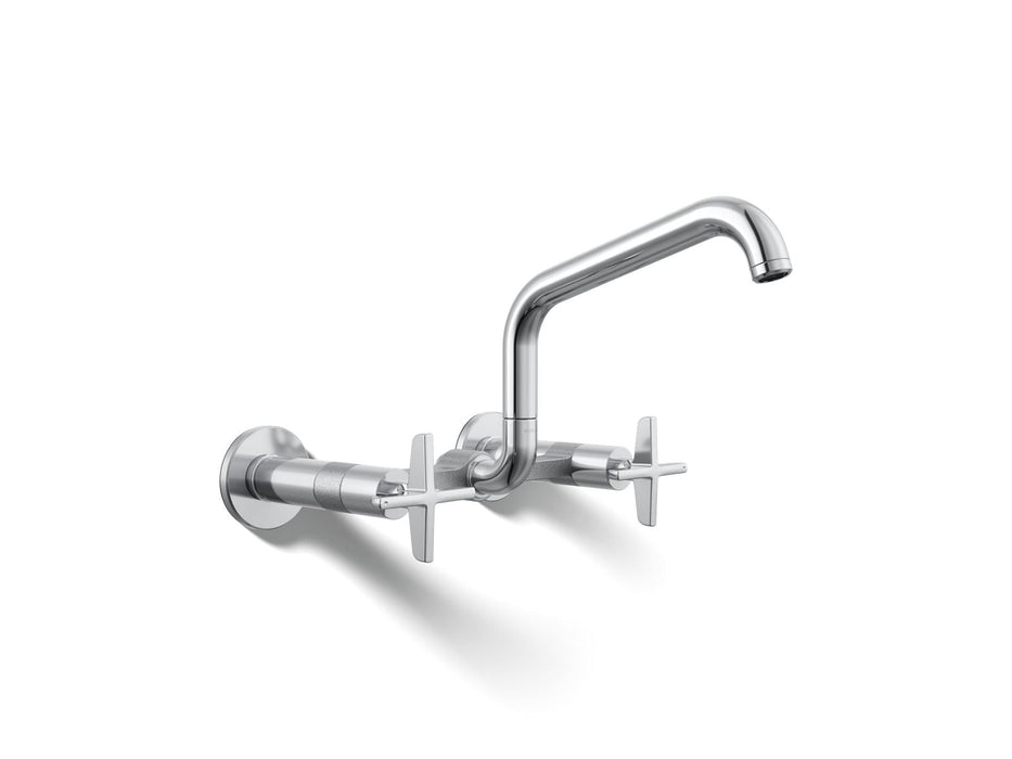 KOHLER K-28666-3 Billet Two-hole wall-mount bridge kitchen sink faucet