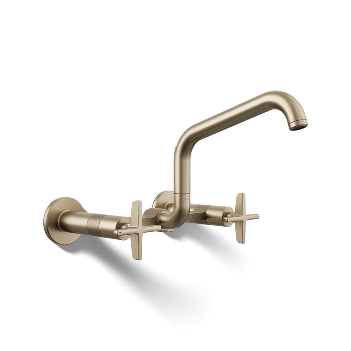 KOHLER K-28666-3 Billet Two-hole wall-mount bridge kitchen sink faucet