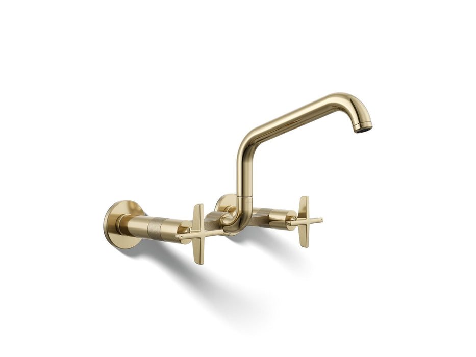 KOHLER K-28666-3 Billet Two-hole wall-mount bridge kitchen sink faucet