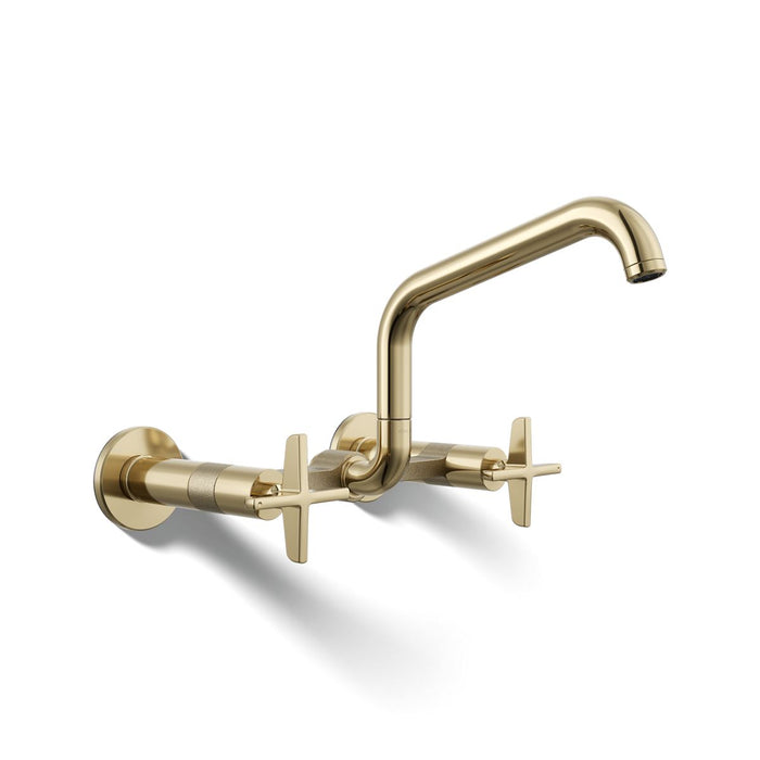 KOHLER K-28666-3 Billet Two-hole wall-mount bridge kitchen sink faucet